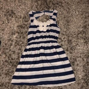 Navy blue and white stripped sleeveless sundress